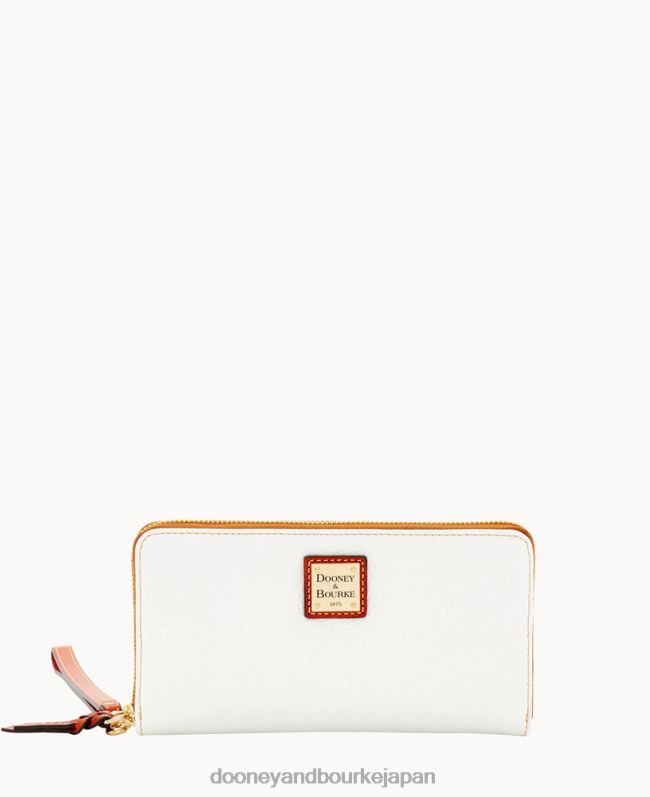 Dooney & Bourke 小石粒の大きなジップアラウンド リストレット A4V004542 バッグ 白