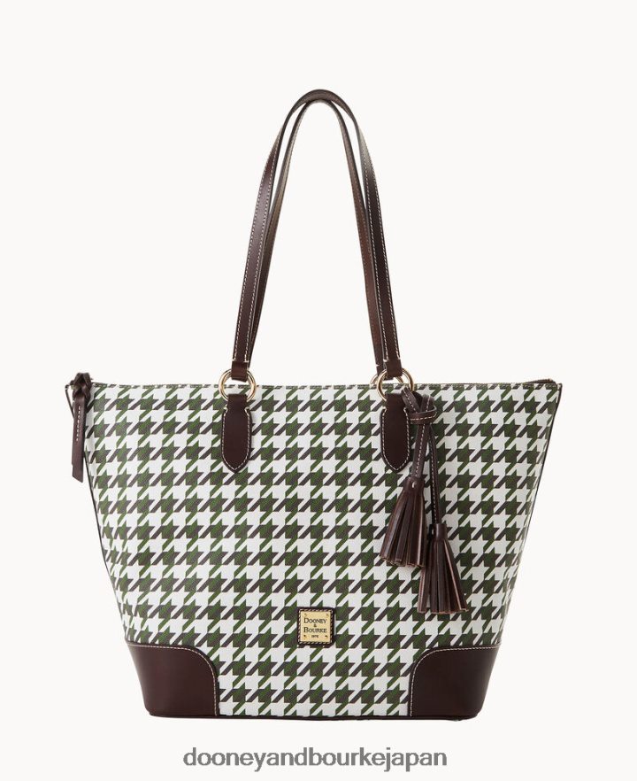 Dooney & Bourke 千鳥格子 キャリアトート 緑 バッグ T6X2XP1407