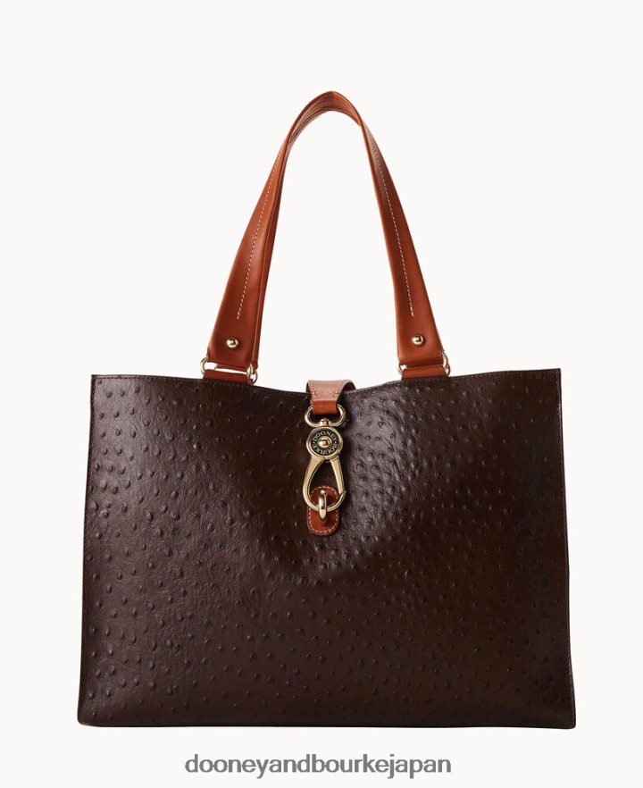 Dooney & Bourke オーストリッチ ラージロゴ ロックトート ブラウントモロ バッグ T6X2XP1427