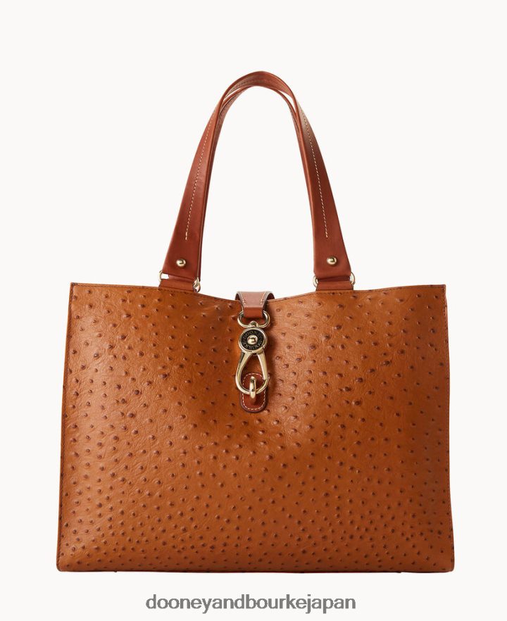 Dooney & Bourke オーストリッチ ラージロゴ ロックトート カラメル バッグ T6X2XP1428