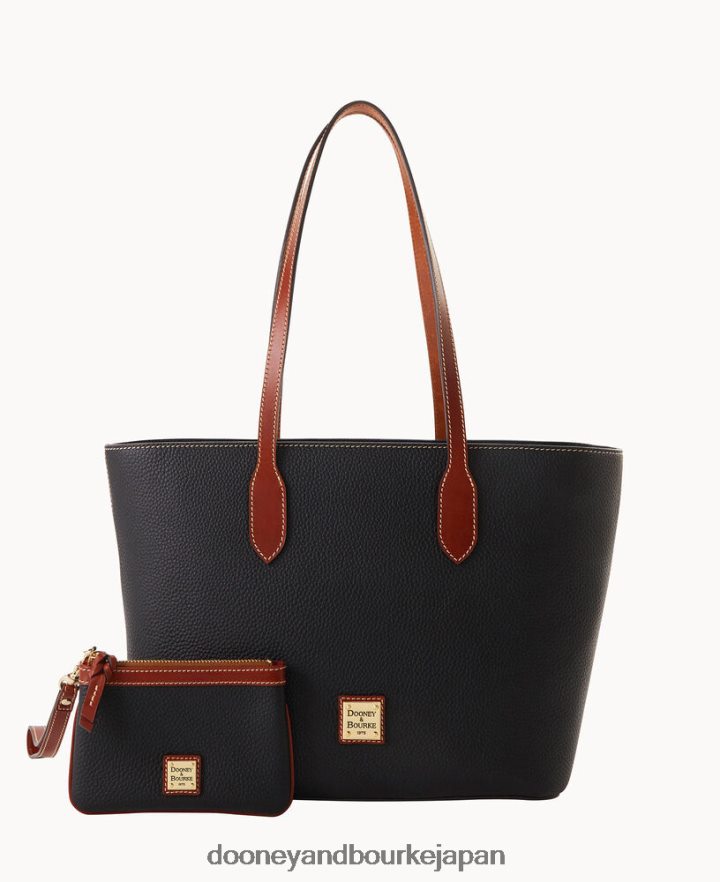 Dooney & Bourke ミディアムリストレット付きペブルグレイントート 黒 バッグ T6X2XP1445