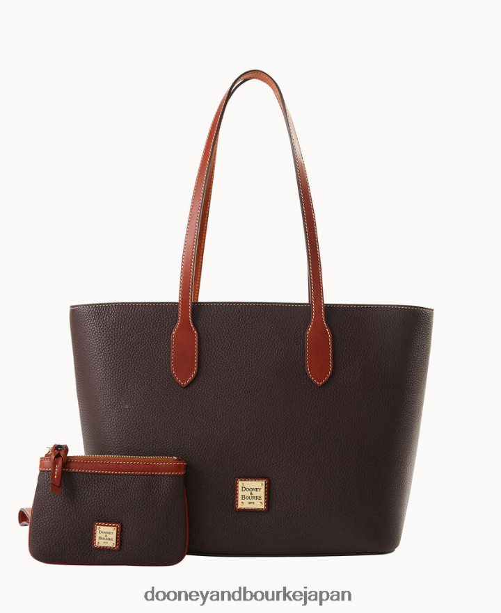 Dooney & Bourke ミディアムリストレット付きペブルグレイントート ブラウントモロ バッグ T6X2XP1446