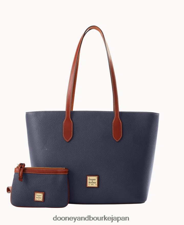 Dooney & Bourke ミディアムリストレット付きペブルグレイントート ミッドナイトブルー バッグ T6X2XP1450