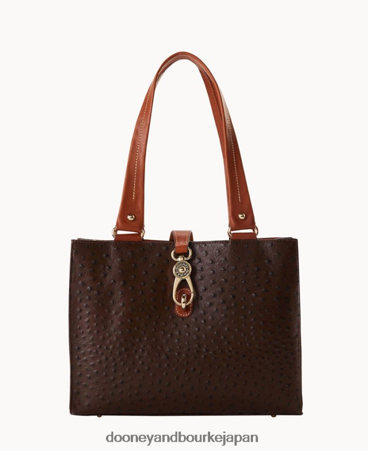 Dooney & Bourke オーストリッチ ミディアム ロゴ ロック トート ブラウントモロ バッグ T6X2XP1481