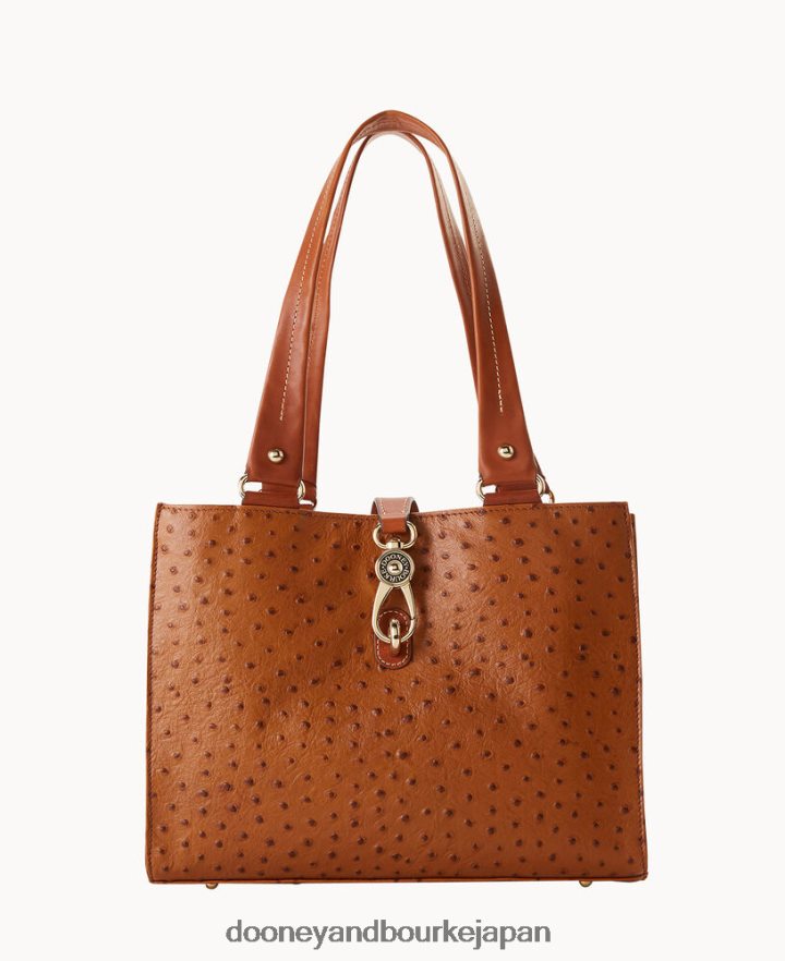 Dooney & Bourke オーストリッチ ミディアム ロゴ ロック トート カラメル バッグ T6X2XP1482