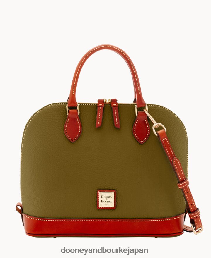 Dooney & Bourke ペブルグレイン ジップ ジップ サッチェル オリーブ バッグ T6X2XP64